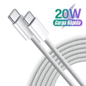 Cabo Tipo C Type USB-C Iphone Carregamento Rapido 20W Nylon Trancado