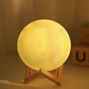Luminaria Led Abajur Lua Cheia 3d Cor da estrutura:Bege
